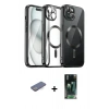 MARSİLYAN™- iPhone 12 Pro Max Kılıf Nova Işık Özel Seri - Şeffaf 360 Full Body Arka Koruyucu + Renkli Kamera Lens Koruma Cam - MI