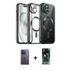 MARSİLYAN™- iPhone 12 Pro Max Kılıf Nova Işık Özel Seri - Şeffaf 360 Full Body Arka Koruyucu + Neon Fosforlu Kamera Lens - MI