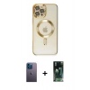 MARSİLYAN™- iPhone 12 Pro Max Kılıf Nova Işık Özel Seri - Şeffaf 360 Full Body Arka Koruyucu + Neon Fosforlu Kamera Lens - MI