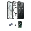 MARSİLYAN™- iPhone 12 Pro Max Kılıf Nova Işık Özel Seri - Şeffaf 360 Full Body Arka Koruyucu + Renkli Kamera Lens Koruma Cam - YL