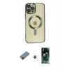 MARSİLYAN™- iPhone 12 Pro Max Kılıf Nova Işık Özel Seri - Şeffaf 360 Full Body Arka Koruyucu + Shine Kamera Lens Koruma Cam - SH