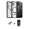 MARSİLYAN™- iPhone 12 Pro Max Kılıf Nova Işık Özel Seri - Şeffaf 360 Full Body Arka Koruyucu + Shine Kamera Lens Koruma Cam - PE