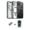 MARSİLYAN™- iPhone 12 Pro Max Kılıf Nova Işık Özel Seri - Şeffaf 360 Full Body Arka Koruyucu + Shine Kamera Lens Koruma Cam - SH