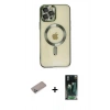 MARSİLYAN™- iPhone 12 Pro Max Kılıf Nova Işık Özel Seri - Şeffaf 360 Full Body Arka Koruyucu + Shine Kamera Lens Koruma Cam - SABE