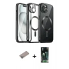 MARSİLYAN™- iPhone 12 Pro Max Kılıf Nova Işık Özel Seri - Şeffaf 360 Full Body Arka Koruyucu + Shine Kamera Lens Koruma Cam - SABE