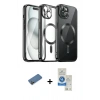 MARSİLYAN™- iPhone 12 Pro Max Kılıf Nova Işık Özel Seri - Şeffaf Royal Nano Ekran Koruyucu + Gold Shine Kamera Lens Koruma Cam