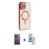 MARSİLYAN™- iPhone 12 Pro Max Kılıf Nova Işık Özel Seri - Şeffaf Royal Nano Ekran Koruyucu + Neon Fosforlu Kamera Lens - YL