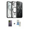 MARSİLYAN™- iPhone 12 Pro Max Kılıf Nova Işık Özel Seri - Şeffaf Royal Nano Ekran Koruyucu + Neon Fosforlu Kamera Lens - YL