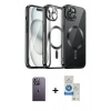 MARSİLYAN™- iPhone 12 Pro Max Kılıf Nova Işık Özel Seri - Şeffaf Royal Nano Ekran Koruyucu + Neon Fosforlu Kamera Lens - BZ