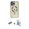 MARSİLYAN™- iPhone 12 Pro Max Kılıf Nova Işık Özel Seri - Şeffaf Royal Nano Ekran Koruyucu + Renkli Kamera Lens Koruma Cam - PE