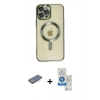 MARSİLYAN™- iPhone 12 Pro Max Kılıf Nova Işık Özel Seri - Şeffaf Royal Nano Ekran Koruyucu + Renkli Kamera Lens Koruma Cam - MI