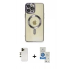 MARSİLYAN™- iPhone 12 Pro Max Kılıf Nova Işık Özel Seri - Şeffaf Royal Nano Ekran Koruyucu + Shine Kamera Lens - GD