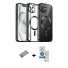 MARSİLYAN™- iPhone 12 Pro Max Kılıf Nova Işık Özel Seri - Şeffaf Royal Nano Ekran Koruyucu + Shine Kamera Lens Koruma Cam - SABE