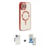 MARSİLYAN™- iPhone 12 Pro Max Kılıf Nova Işık Özel Seri - Şeffaf Royal Nano Ekran Koruyucu + Shine Kamera Lens - LT