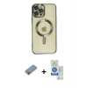 MARSİLYAN™- iPhone 12 Pro Max Kılıf Nova Işık Özel Seri - Şeffaf Royal Nano Ekran Koruyucu + Shine Kamera Lens Koruma Cam - GI