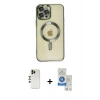 MARSİLYAN™- iPhone 12 Pro Max Kılıf Nova Işık Özel Seri - Şeffaf Royal Nano Ekran Koruyucu + Shine Kamera Lens - GD