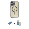 MARSİLYAN™- iPhone 12 Pro Max Kılıf Nova Işık Özel Seri - Şeffaf Royal Nano Ekran Koruyucu + Shine Kamera Lens Koruma Cam - GD