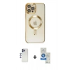 MARSİLYAN™- iPhone 12 Pro Max Kılıf Nova Işık Özel Seri - Şeffaf Royal Nano Ekran Koruyucu + Shine Kamera Lens - LT