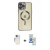 MARSİLYAN™- iPhone 12 Pro Max Kılıf Nova Işık Özel Seri - Şeffaf Royal Nano Ekran Koruyucu + Shine Kamera Lens - LT