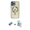 MARSİLYAN™- iPhone 12 Pro Max Kılıf Nova Işık Özel Seri - Şeffaf Royal Nano Ekran Koruyucu + Shine Kamera Lens Koruma Cam - SH