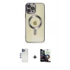 MARSİLYAN™- iPhone 12 Pro Max Kılıf Nova Işık Özel Seri - Şeffaf Temperli Cam Ekran Koruyucu + Shine Kamera Lens - LT