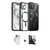 MARSİLYAN™- iPhone 12 Pro Max Kılıf Nova Işık Özel Seri - Şeffaf Temperli Cam Ekran Koruyucu + Shine Kamera Lens - LT