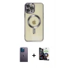 MARSİLYAN™- iPhone 12 Pro Max Kılıf Nova Işık Özel Seri - Şeffaf Temperli Cam Ekran Koruyucu + Neon Fosforlu Kamera Lens - MI