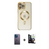 MARSİLYAN™- iPhone 12 Pro Max Kılıf Nova Işık Özel Seri - Şeffaf Temperli Cam Ekran Koruyucu + Neon Fosforlu Kamera Lens - MI