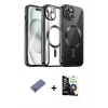 MARSİLYAN™- iPhone 12 Pro Max Kılıf Nova Işık Özel Seri - Şeffaf Temperli Cam Ekran Koruyucu + Metal Kamera Lens Koruma Cam - GD