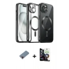 MARSİLYAN™- iPhone 12 Pro Max Kılıf Nova Işık Özel Seri - Şeffaf Temperli Cam Ekran Koruyucu + Metal Kamera Lens Koruma Cam - KI