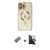 MARSİLYAN™- iPhone 12 Pro Max Kılıf Nova Işık Özel Seri - Şeffaf Temperli Cam Ekran Koruyucu + Metal Kamera Lens Koruma Cam - GD