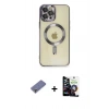 MARSİLYAN™- iPhone 12 Pro Max Kılıf Nova Işık Özel Seri - Şeffaf Temperli Cam Ekran Koruyucu + Metal Kamera Lens Koruma Cam - GD