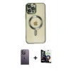 MARSİLYAN™- iPhone 12 Pro Max Kılıf Nova Işık Özel Seri - Şeffaf Temperli Cam Ekran Koruyucu + Neon Fosforlu Kamera Lens - BZ
