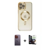 MARSİLYAN™- iPhone 12 Pro Max Kılıf Nova Işık Özel Seri - Şeffaf Temperli Cam Ekran Koruyucu + Neon Fosforlu Kamera Lens - TU