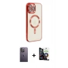 MARSİLYAN™- iPhone 12 Pro Max Kılıf Nova Işık Özel Seri - Şeffaf Temperli Cam Ekran Koruyucu + Neon Fosforlu Kamera Lens - BZ