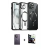 MARSİLYAN™- iPhone 12 Pro Max Kılıf Nova Işık Özel Seri - Şeffaf Temperli Cam Ekran Koruyucu + Neon Fosforlu Kamera Lens - BZ