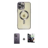 MARSİLYAN™- iPhone 12 Pro Max Kılıf Nova Işık Özel Seri - Şeffaf Temperli Cam Ekran Koruyucu + Neon Fosforlu Kamera Lens - BZ