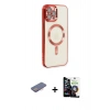 MARSİLYAN™- iPhone 12 Pro Max Kılıf Nova Işık Özel Seri - Şeffaf Temperli Cam Ekran Koruyucu + Renkli Kamera Lens Koruma Cam - PE