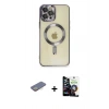 MARSİLYAN™- iPhone 12 Pro Max Kılıf Nova Işık Özel Seri - Şeffaf Temperli Cam Ekran Koruyucu + Renkli Kamera Lens Koruma Cam - SI