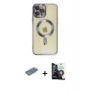 MARSİLYAN™- iPhone 12 Pro Max Kılıf Nova Işık Özel Seri - Şeffaf Temperli Cam Ekran Koruyucu + Renkli Kamera Lens Koruma Cam - YL