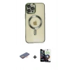 MARSİLYAN™- iPhone 12 Pro Max Kılıf Nova Işık Özel Seri - Şeffaf Temperli Cam Ekran Koruyucu + Renkli Kamera Lens Koruma Cam - TU
