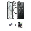 MARSİLYAN™- iPhone 12 Pro Max Kılıf Nova Işık Özel Seri - Şeffaf Temperli Cam Ekran Koruyucu + Renkli Kamera Lens Koruma Cam - TU