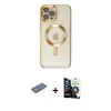 MARSİLYAN™- iPhone 12 Pro Max Kılıf Nova Işık Özel Seri - Şeffaf Temperli Cam Ekran Koruyucu + Renkli Kamera Lens Koruma Cam - YL