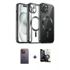 MARSİLYAN™- iPhone 12 Pro Max Kılıf Nova Işık Özel Seri - Şeffaf Temperli Cam Ekran Koruyucu + Neon Fosforlu Kamera Lens - SI
