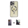 MARSİLYAN™- iPhone 12 Pro Max Kılıf Nova Işık Özel Seri - Şeffaf Temperli Cam Ekran Koruyucu + Neon Fosforlu Kamera Lens - SI