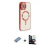 MARSİLYAN™- iPhone 12 Pro Max Kılıf Nova Işık Özel Seri - Şeffaf Temperli Cam Ekran Koruyucu + Shine Kamera Lens Koruma Cam - GS