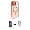 MARSİLYAN™- iPhone 12 Pro Max Kılıf Nova Işık Özel Seri - Şeffaf Uv Polymer Nano Ekran Koruyucu + Neon Fosforlu Kamera Lens - BZ