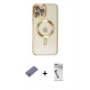 MARSİLYAN™- iPhone 12 Pro Max Kılıf Nova Işık Özel Seri - Şeffaf Uv Polymer Nano Ekran Koruyucu + Metal Kamera Lens Koruma Cam - GD