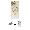 MARSİLYAN™- iPhone 12 Pro Max Kılıf Nova Işık Özel Seri - Şeffaf Uv Polymer Nano Ekran Koruyucu + Renkli Kamera Lens Koruma Cam - TU
