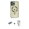 MARSİLYAN™- iPhone 12 Pro Max Kılıf Nova Işık Özel Seri - Şeffaf Uv Polymer Nano Ekran Koruyucu + Renkli Kamera Lens Koruma Cam - SI
